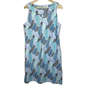 Talbots Large sleeveless tropical cotton leaves dress
